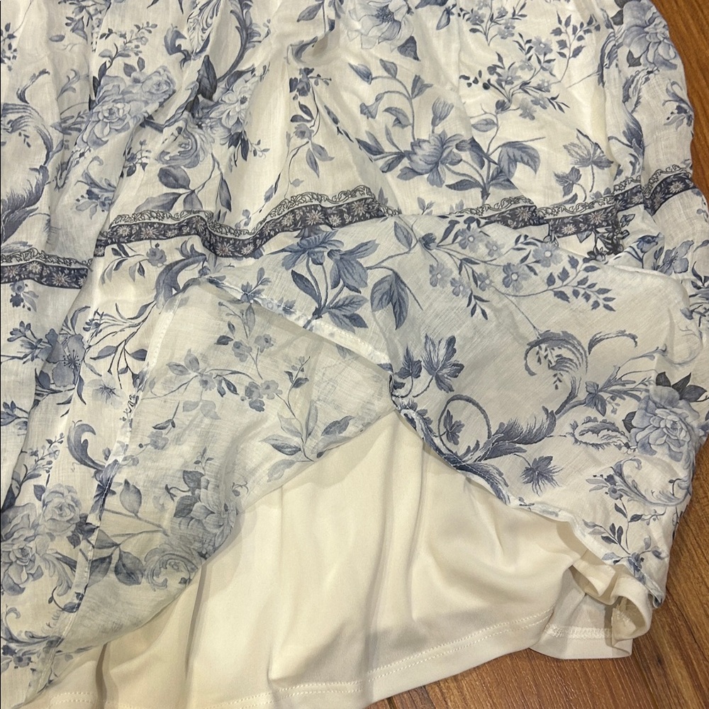 Calypso St. Barth Blue and Cream Floral Maxi Skirt - Picture 4 of 6